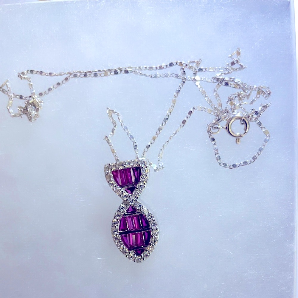 New Ruby & Topaz Fish Pendant on 22 inch Mariner Link Sterling Silver .925K